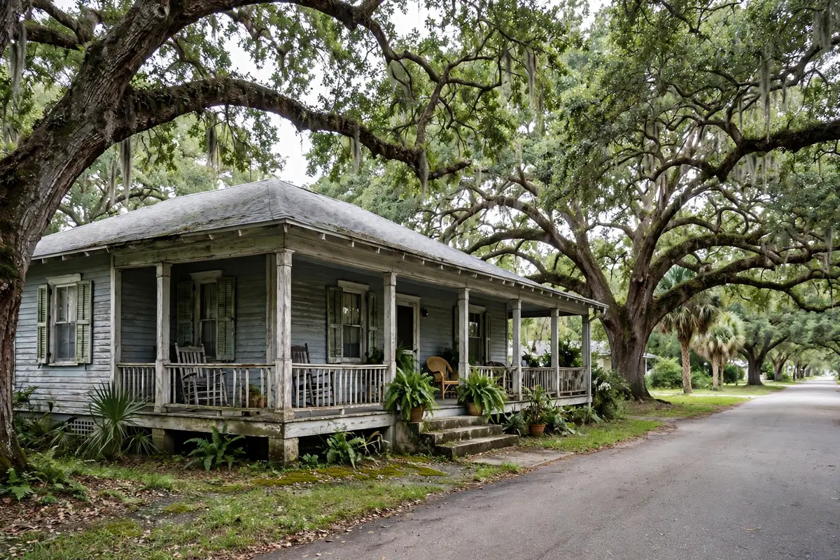 Older Florida home with a wide porch in Palmetto FL